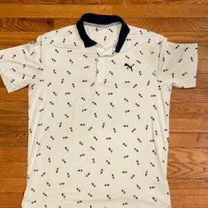 Puma White and Blue Men's Polo, M